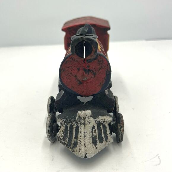 Vintage Cast Iron Toy Red/Black Train Steam Engine Locomotive 9"x2.5" - Picture 8 of 13
